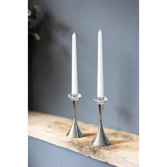 Pair of Designer Taper Candlesticks with Crystal Tops