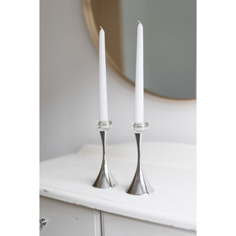 Pair of Designer Taper Candlesticks with Crystal Tops