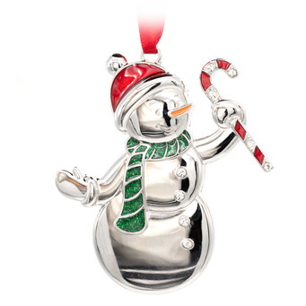 Snowman with Candy Cane Christmas Tree Decoration