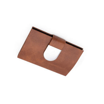 Card Case Hinged with Tan Faux Leather