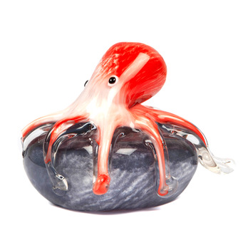 Red, Pink and Grey Octopus on a Rock