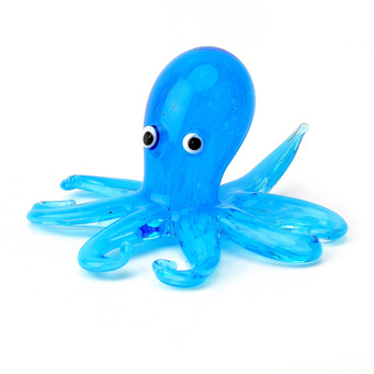 Blue Octopus Glass Figurine