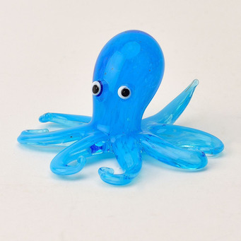 Blue Octopus Glass Figurine