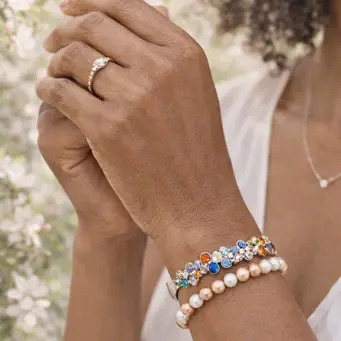 Colourburst Crystals Hinged Bangle