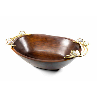 Mango Wood Deep Oval Salad/Fruit Bowl 33 x 22cm IMPERFECT