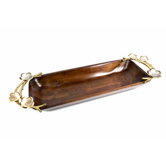 Mango Wood Long Deep Rectangular Bread Bowl 37.5 x 13.5cm IMPERFECT