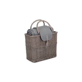 Insulated Willow Chiller Basket with Grey Picnic Blanket