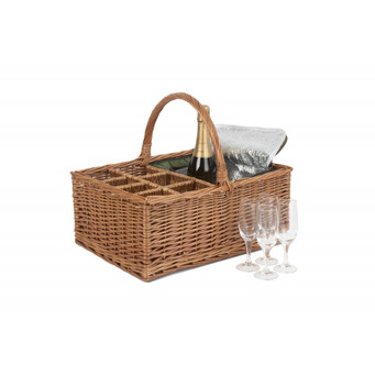 Green Tweed Field Basket with 4 Glasses