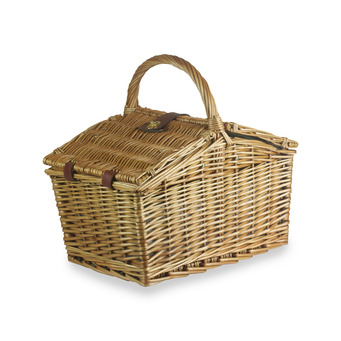 Four Person Green Tweed Double Lidded Hamper 