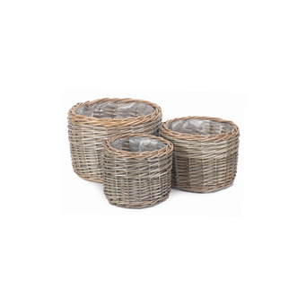 Set of Three Antique Wash Willow Planters
