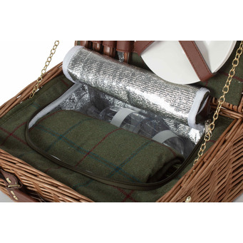 Two Person Aldeburgh Green Tweed Hamper