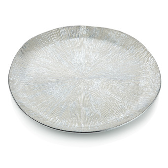 Round Platter 33cm White-Silver