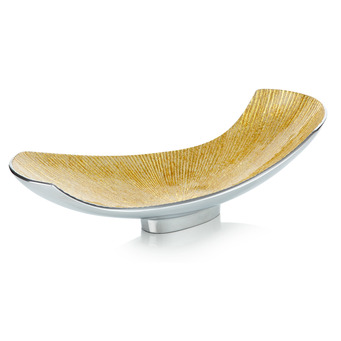 Oval Wave Dish on Foot Gold and Gold Foil