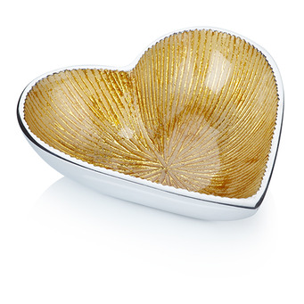 Heart Shaped Nut Bowl 14cm Gold-Gold