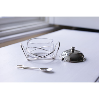 Silverplated Preserve Dish with Spoon and Stand