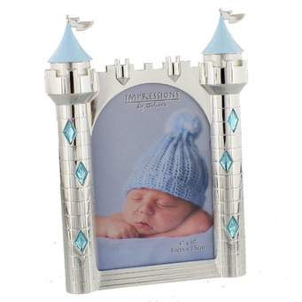 Castle Photo Frame - Silverplated and Blue Crystals