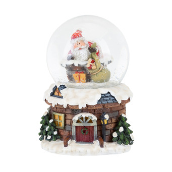 Santa and Chimney Mini Snow Globe LED 