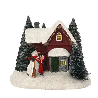 Light Up House and Snowman