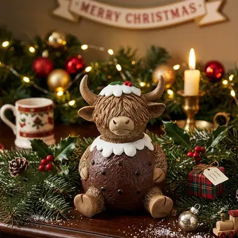 Highland Cow Christmas Pudding
