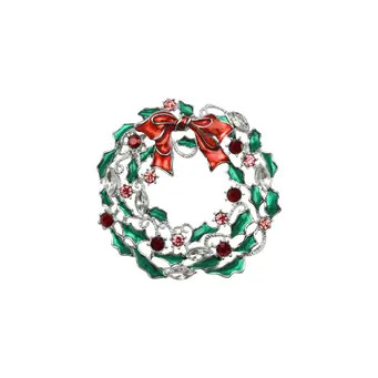 Jewelled Holly Wreath Brooch