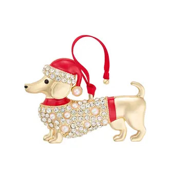 Sparkly Golden Dachshund Tree Decoration