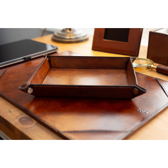 Cognac Leather Valet Tray