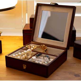 Cognac Leather Jewellery Box 
