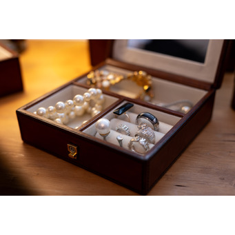 Cognac Leather Jewellery Box 