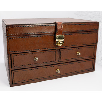 Cognac Leather Large Jewellery Box 