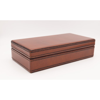 Cognac Leather Cufflink Box