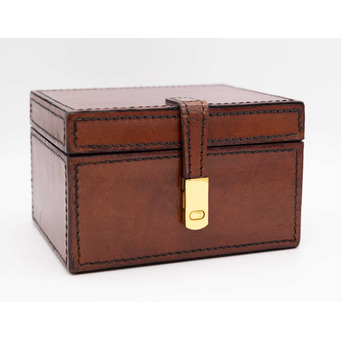 Cognac Leather Keepsake Box