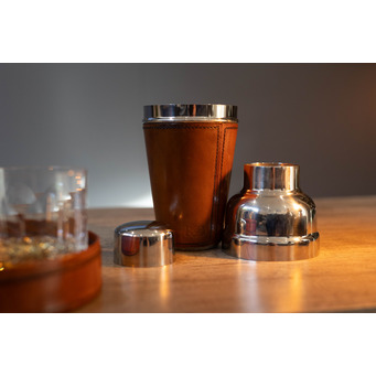 Cognac Leather Cocktail Shaker 