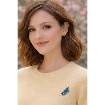 Gold Crystal Peacock Feather Brooch