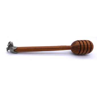 Mango Wood Honey Drizzler with Bee Decoration