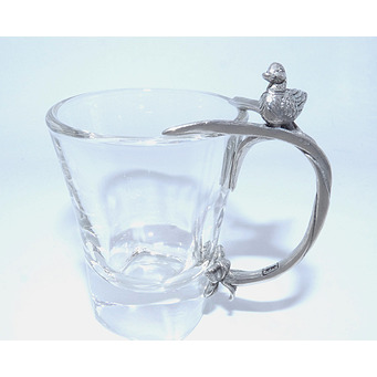 Pewter Mounted Shot Glass - Duck Handle