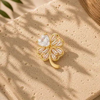 Radiant Gold Shamrock Stick Pin Brooch
