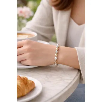 Gold & Silver Bead Stretch Bracelet