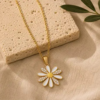 Golden Daisy Petal Pendant