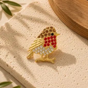 Golden Robin Brooch
