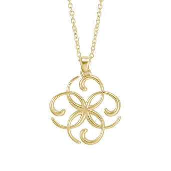 Golden Quatrefoil Pendant on Chain
