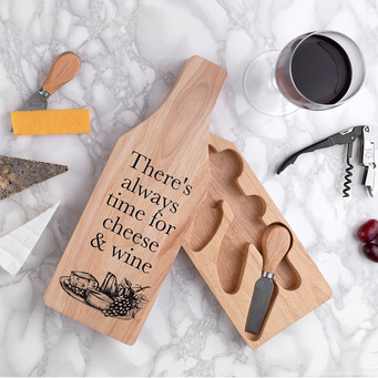 Cheese and Wine Set in Wooden Case 
