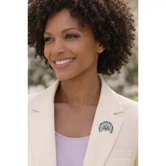 Multi Crystal Peacock Brooch