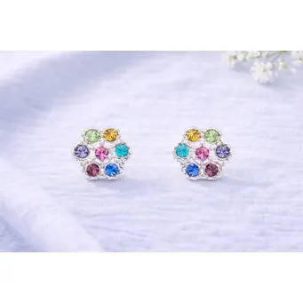 Multi Flower Crystal Earrings