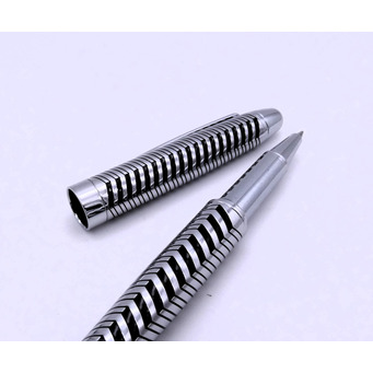 Silver & Black Zig-Zag Pattern Rollerball Pen