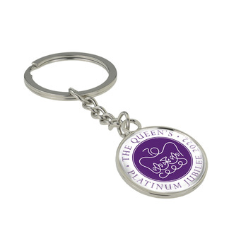 Round Keyring - Silverplated with The Queen's Platinum Jubilee Emblem