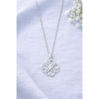 Silver Quatrefoil Pendant and Chain 