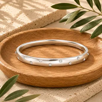 Rhodium Crystal Constellation Bangle
