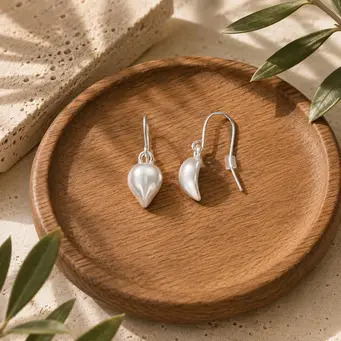 Rhodium Curve Earrings