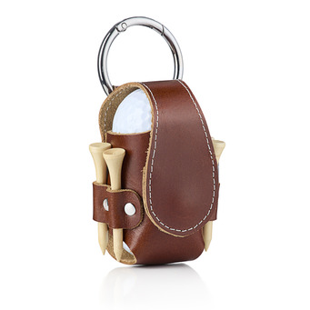Golf Balls and Tees Brown Faux Leather Caddy Case