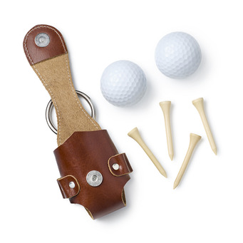Golf Balls and Tees Brown Faux Leather Caddy Case